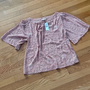 LOFT Blush Rose Patterned Blouse
